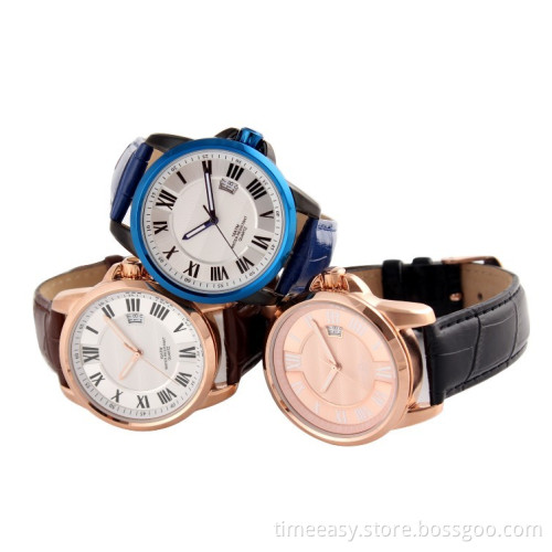 Latest Stainless Steel Gift Watch with Leather Band